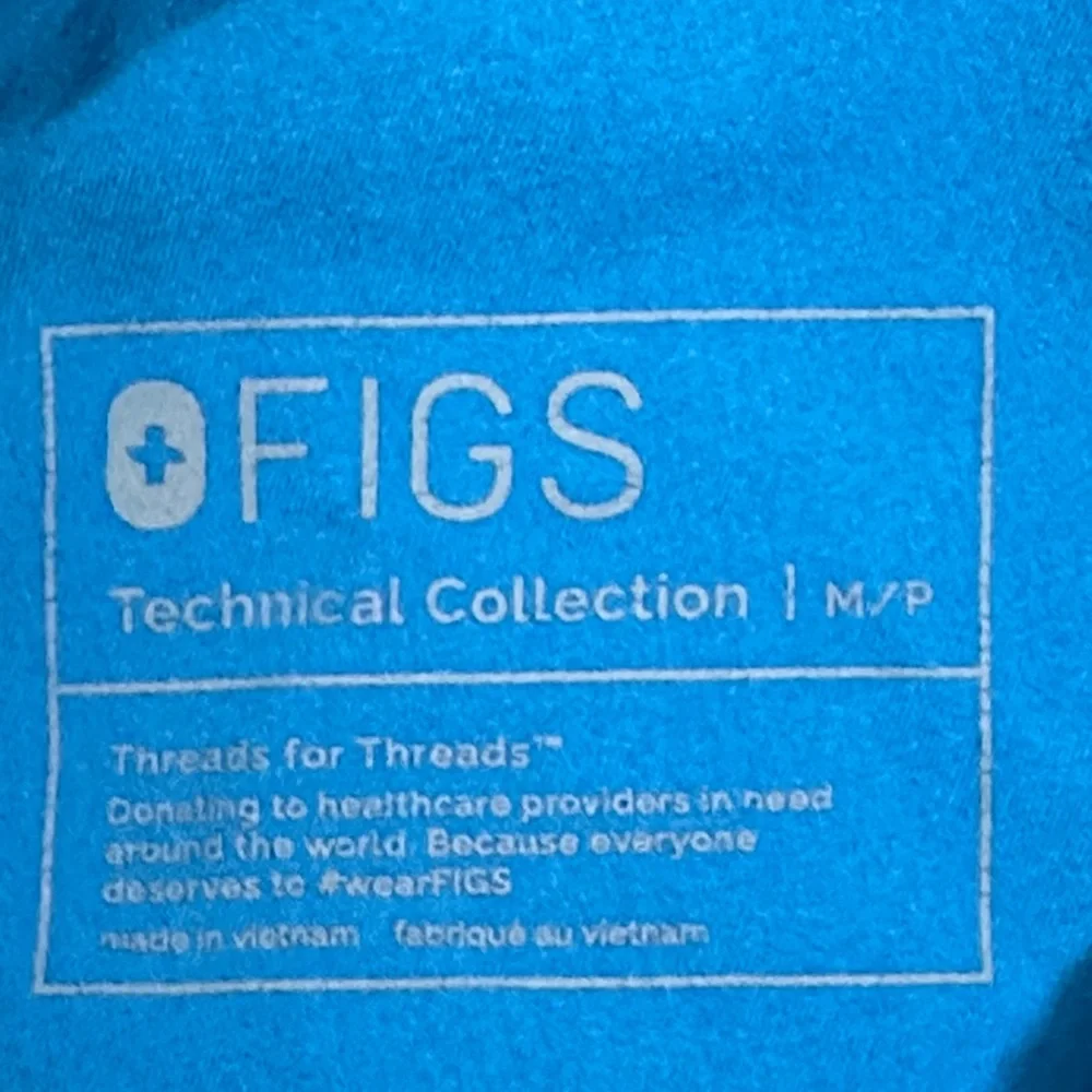 Figs teal Blue technical scrub Pants with Orange Drawstring size M